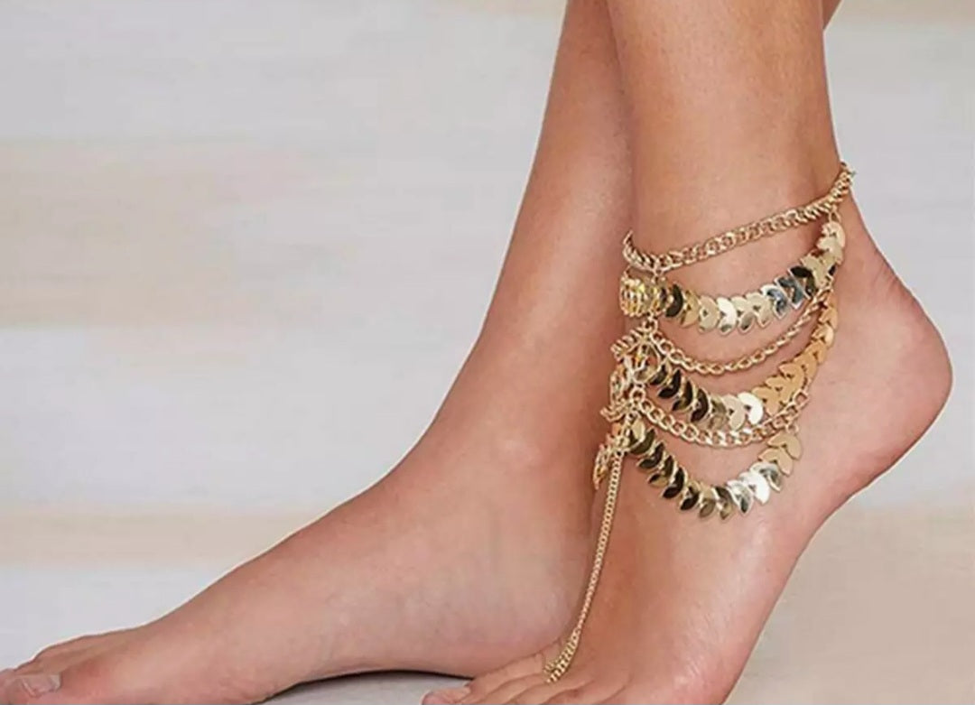 Golden Multi-Layer Anklet –Stylish & Elegant 25 SR